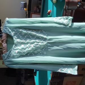 Midi dress, chiffon over nylon satin. XL NWT